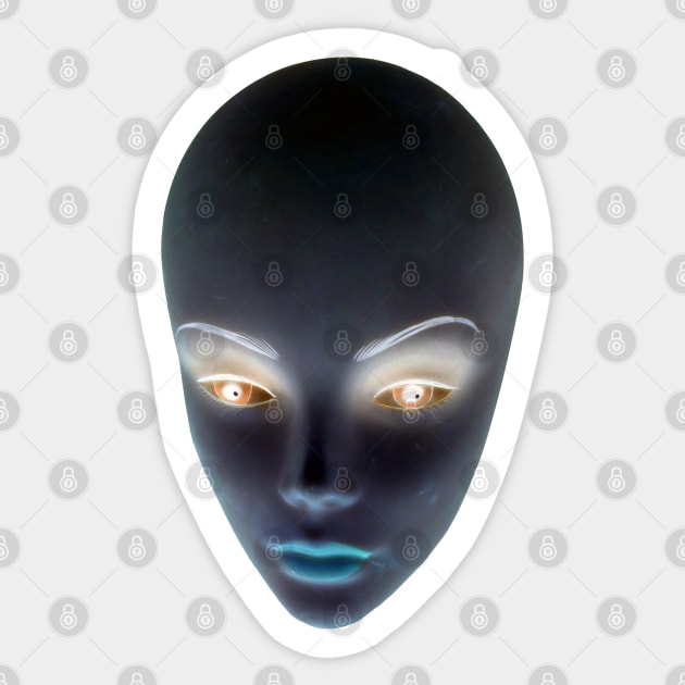 Creepy Cool Mannequin Doll Face Head Sticker by badlydrawnbabe